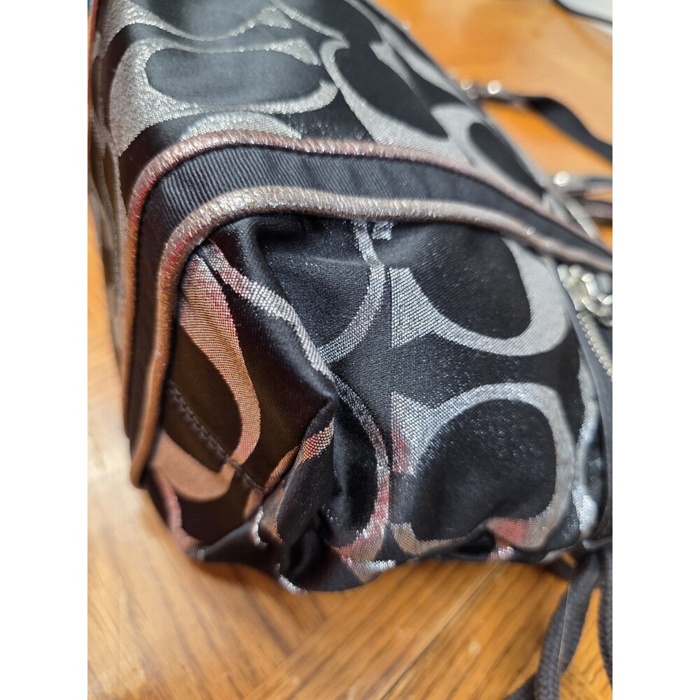 Coach Poppy Black & Silver Metallic Lurex Tote F14434 2 Hangtags - Picture 11 of 16